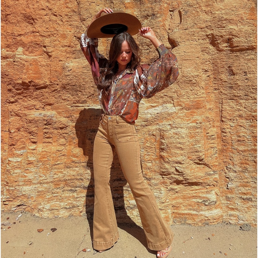 Western Gold Risen Jeans Flare Bootcut Jeans